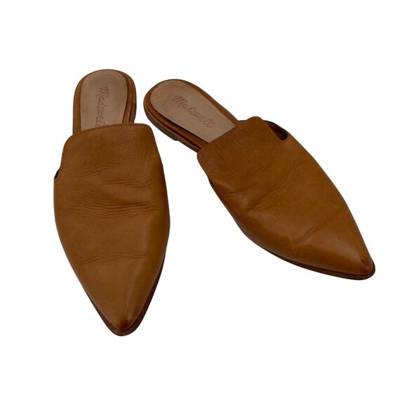 Madewell Shoes - Madewell Brown Leather Pointed-Toe Mules Size 8.5